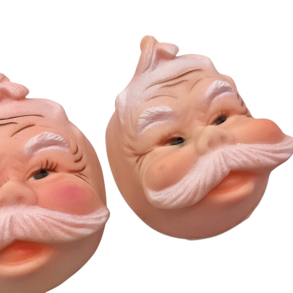 Vintage Santa Claus Heads Set of 3 – Retro Plastic Rubber Faces, Craft Supply - Picture 5 of 10